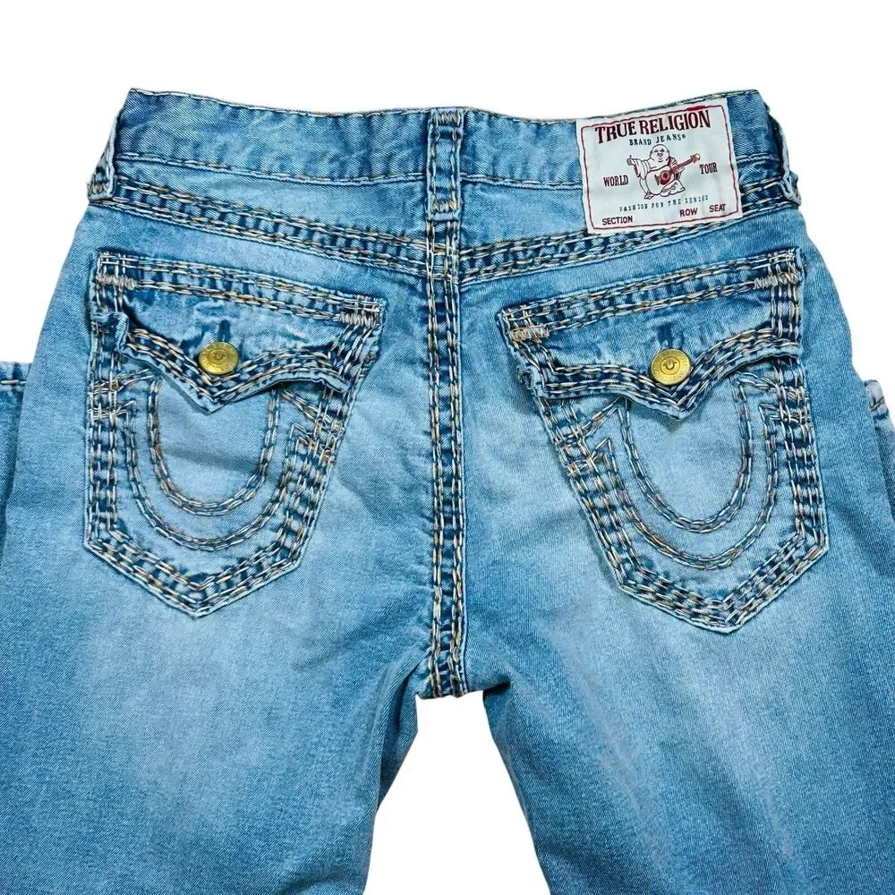 True Religion Size 32 Ricky Super QT Straight Jean Flap Pockets Stitching